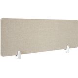 tectake® - Bureauscherm scheidingswand Noisy -130 x 40 cm - beige - Met geluidsabsorberende PET-kern, Inclusief 2 bevestigingsklemmen