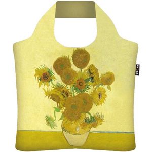Ecozz - Vincent van Gogh - de Zonnebloemen - Sunflowers - 100% gerecycled (rPet) – Öko-Tex - Voorzien van rits - Afsluitbaar - Opvouwbare boodschappentas - Waterresistant – Shopper - Ecovriendelijk - Duurzaam