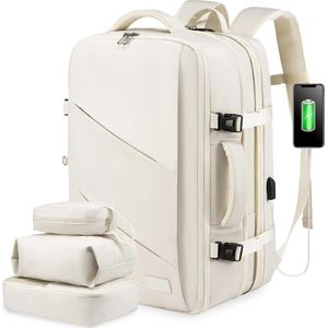 Rugzak handbagage vliegtuig, reisrugzak handbagage vliegtuig, handbagage rugzak zakelijke rugzak heren dames laptop rugzak voor 17 inch reisrugzak, beige, 1, beige