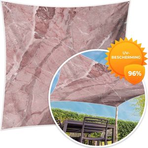 MuchoWow® - Schaduwdoek - Roze - Wit - Graniet - Keien - 96% UV-bestendig - Hoogwaardig polyester - Zonnedoek - Weerbestendig - Tuin - Tarp - 300x300 cm