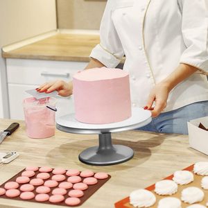 12 inch taartdraaitafel metaal, aluminium taartdecoratie draaitafel, roterende taartstandaard met poederspatel kam glazuur gladder taartplank voor het bakken van gebak