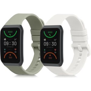 kwmobile 2x armband geschikt voor Oppo Band 2 - Bandjes voor fitnesstracker in wit / pastelgroen