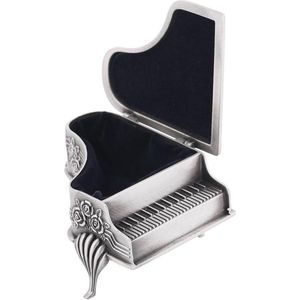 Vintage juwelendoos - pianovorm en roos bloem gesneden - prachtige zinklegering - schat organizer box met slot .