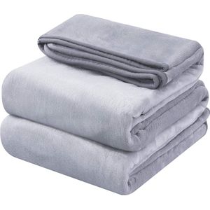 Deken 130 x 150 cm grijs, deken, fleece, dekbed, bankdeken, warme knuffeldeken, wollig, fleecedeken, sprei, woondeken, bankdeken, dubbele zijde