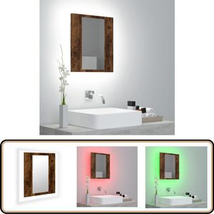 vidaXL Badkamerspiegelkast LED 40x12x45 cm bewerkt hout gerookt eiken