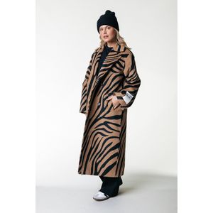 Colourful Rebel Zania Panterprint Wool Long Coat - L