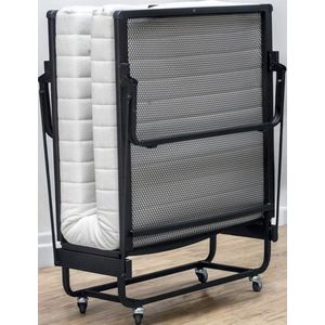 Novio vouwbed - Luxe inklapbaar bed - Spiraalbodem - Dwarsgespannen - Opklapbed - 80x200- Zwart - Inclusief matras