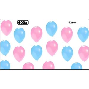 600x Mini ballon metallic licht roze/blauw 5 inch (12cm)