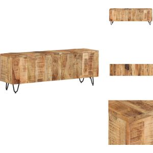 vidaXL TV-meubel Mangohout Retro Vintage 110x30x40 cm - Staal - Kast