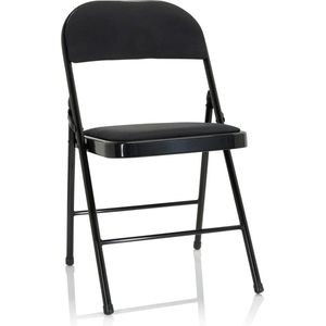 Klapstoel, beklede stof, zwart, bezoekersstoel, inklapbaar, tot 130 kg belastbaar