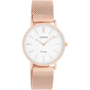 OOZOO Vintage series - rosé goudkleurige horloge met rosé goudkleurige metalen mesh armband - C9919 - Ø32