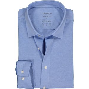 MARVELIS jersey modern fit overhemd - lichtblauw tricot - Strijkvriendelijk - Boordmaat: 38
