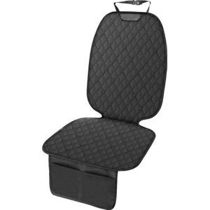 Isofix autostoelbeschermer voor kinderzitje, autostoelbeschermer, antislip en waterdicht met dikke vulling en 2 mesh-vakken voor leren stoelen