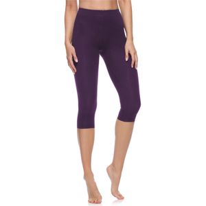 Merry Style MS-MS10-199-LE Dames Capri Leggings - Sport - Vrijetijdsbroek - 3/4 Lengte - Katoen - Sporbroek - Yogabroek - Paars - XS