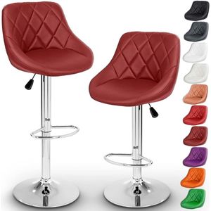 CRLYN® Barkrukken set Van 2 - Barkruk met Rugleuning - Barstoel - Rood