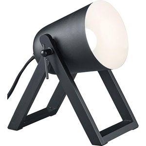 LED Tafellamp - Torna Maryla - E27 Fitting - Rond - Mat Zwart - Aluminium/Hout