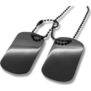 Amanto Ketting Elco Black - 316L Staal PVD - Dogtag - 52x30mm - 70cm