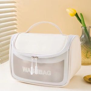 Toilettas, Make Up Tasje, Transparant, Toilettassen, Make Up Koffer, Beautycase, Make Up Organizer, Make Up Tas, Reistas, Toilettas Dames, Etui, Beautycase Koffer, Cosmetica Tas, Verjaardag, Moederdag, Valentijnsdag, Cadeautje, PVC, WIT