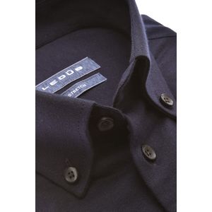 Ledub modern jersey fit overhemd - donkerblauw - Strijkvriendelijk - Boordmaat: 38