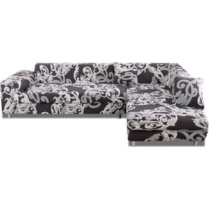 Elastische Sofa Slipcover Bloemen Gedrukt Anti-Slip Meubelbeschermer voor Bank Fauteuil Liefde stoel Barok grijs 2-zits (145-185 cm) - Meubelbescherming - Grijs