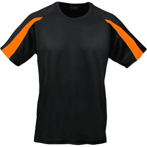 Just Cool Vegan Unisex T-shirt 'Contrast' met korte mouwen Black/Electric Orange - L