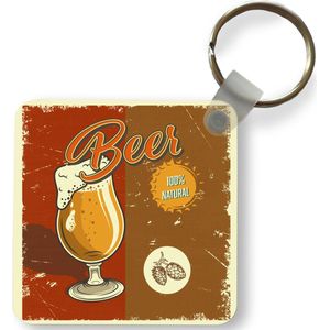 Sleutelhanger - Uitdeelcadeautjes - Mancave - Bier - Rood - Vintage - Plastic - Vaderdag cadeau - Geschenk - Cadeautje voor hem - Tip - Mannen