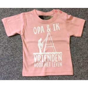 Baby shirt met opdruk ''opa en ik ...... maat 80 licht roze