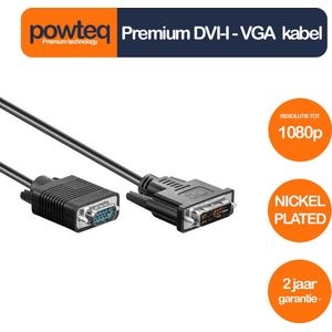 Powteq - 3 meter premium DVI-I naar VGA kabel - Nickel-plated