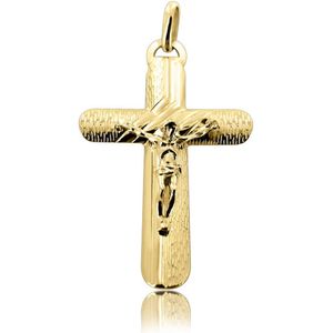 Juwelier Zwartevalk 14 karaat gouden HANGER KRUIS MET JEZUS 14.101.129