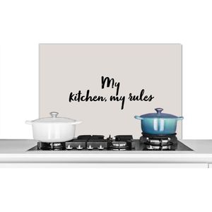 Spatscherm keuken 80x55 cm - Kookplaat achterwand My kitchen, my rules - Culinair - Quotes - Spreuken - Chef - Muurbeschermer - Spatwand fornuis - Hoogwaardig aluminium