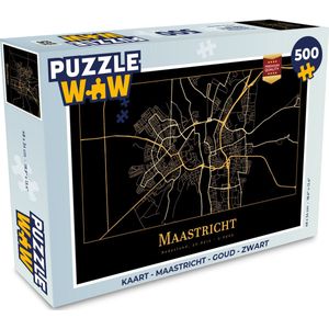 Puzzel Kaart - Maastricht - Goud - Zwart - Legpuzzel - Puzzel 500 stukjes
