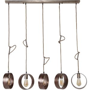 Metal Circle - Hanglamp - 5L - antiek nikkel - verstelbare hoogte - met 5 LED lichtbronnen 8450/39A