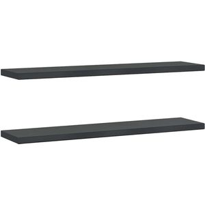 vidaXL Wandschap - Wandschappen - Wandplank - Wandrek - Wandschappen 2 st 100x23,5x3 cm roestvrijstaal zwart