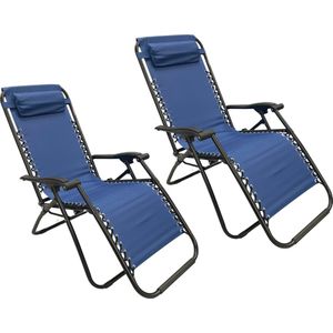 SFT Products - Tuinstoelen - Blauw - 2 Stuks - Tuinstoelen - Tuinstoelen Set - Inklapbaar - Loungestoelen - Campingstoel - Opvouwbare Strandstoel van Aluminium