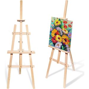 Schildersezel tafelmodel - Grote houten ezel 150 cm - canvas standaard - bruiloft - ezels veldezel - in hoogte verstelbare - voor kinderen - en volwassenen - grenen hout schildersezel tafelmodel