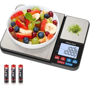 Digitale Keukenweegschaal met Dubbele Weegplatformen - 10kg/1g & 500g/0.1g - Multifunctionele Precisieweegschaal - 7 Meeteenheden - Telfunctie - Tare - Automatische Uitschakeling - Inclusief Batterijen