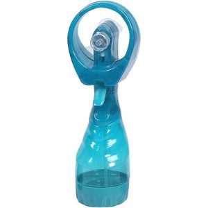 2x Waterspray ventilatoren turquoise/blauw/groen 28 cm - Zomer ventilator met waterverstuiver voor extra verkoeling