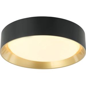 Lindby - LED plafondlamp - 1licht - aluminium, acryl - H: 10 cm - zwart, goud - Inclusief lichtbron