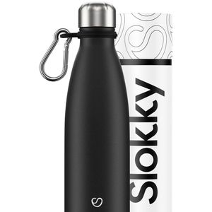 Slokky - Mono Black Thermosfles & Karabijnhaak - 500ml