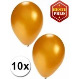 Bellatio Decorations ballonnen - 10 stuks - goud - 27 cm - helium of lucht - verjaardag / versiering