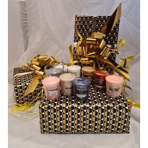 Yankee Candle Geschenkset - ontdek geschenk luxe diverse variërende geuren 9 stuks en glaasje -  geurkaarsjes cadeau