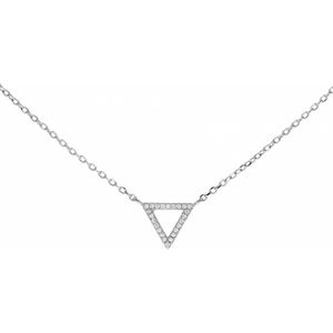 Lovenotes ketting - zilver - gerodineerd - driehoek - zirkonia - 39 + 4 cm