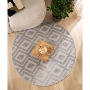 Rond vloerkleed Scandinavisch - Contour Diamond grijs 240 cm rond