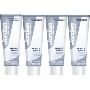 Jordan Stay Fresh Tandpasta White Smile - 4 x 75 ml - Geavanceerde Whitening Formule - Tandpasta Voor Gezond Tandvlees Witte Tanden en Stralende Glimlach