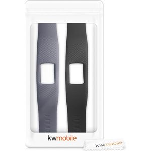 kwmobile 2x armband geschikt voor Garmin Vivofit 4 - Bandjes voor fitnesstracker in grijs / zwart