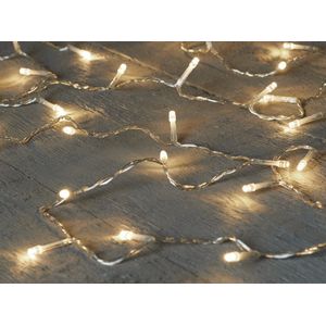 Kerstverlichting met timer 100 warm witte lampjes op batterijen - Lichtsnoer transparant met 100 leds