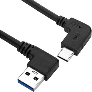BeMatik - Kabel USB-C 3.1 male haaks naar USB-A 3.1 male haaks 3 m zwart kleur