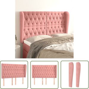 The Living Store Hoofdbord met randen 147x23x118/128 cm fluweel roze - Klassieke Hoofdbord - Fluweel Hoofdbord - Roze Hoofdbord - Hoofdbord Met Oren - Adjustable Hoofdbord