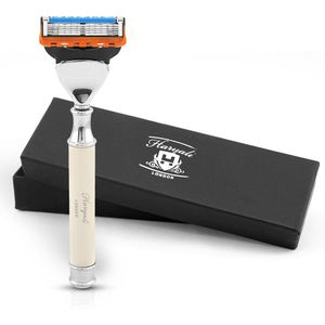 Haryali London 5 Edge Scheermes voor Mannen - Smart Grip 5 Blade Damesscheermes & Herenscheermes - Lichaams- en Gezichtsscheermes - Herbruikbaar Scheermes - Ivoor