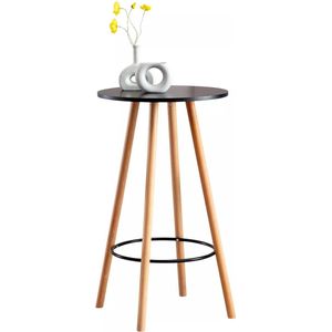 In And OutdoorMatch Bartafel Jennie - Rond - Bartafel voor Binnen & Buiten - Hout - Feesttafel - Zwart - 60x60x107cm